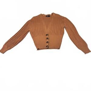 L Alice Blue Women's Ribbed Button-Up Cardigan Sweater